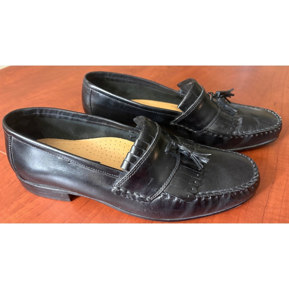 Giorgio Brutini Mens Columbus Black Leather Kiltie Tassel Loafers Shoes 9M 61204
